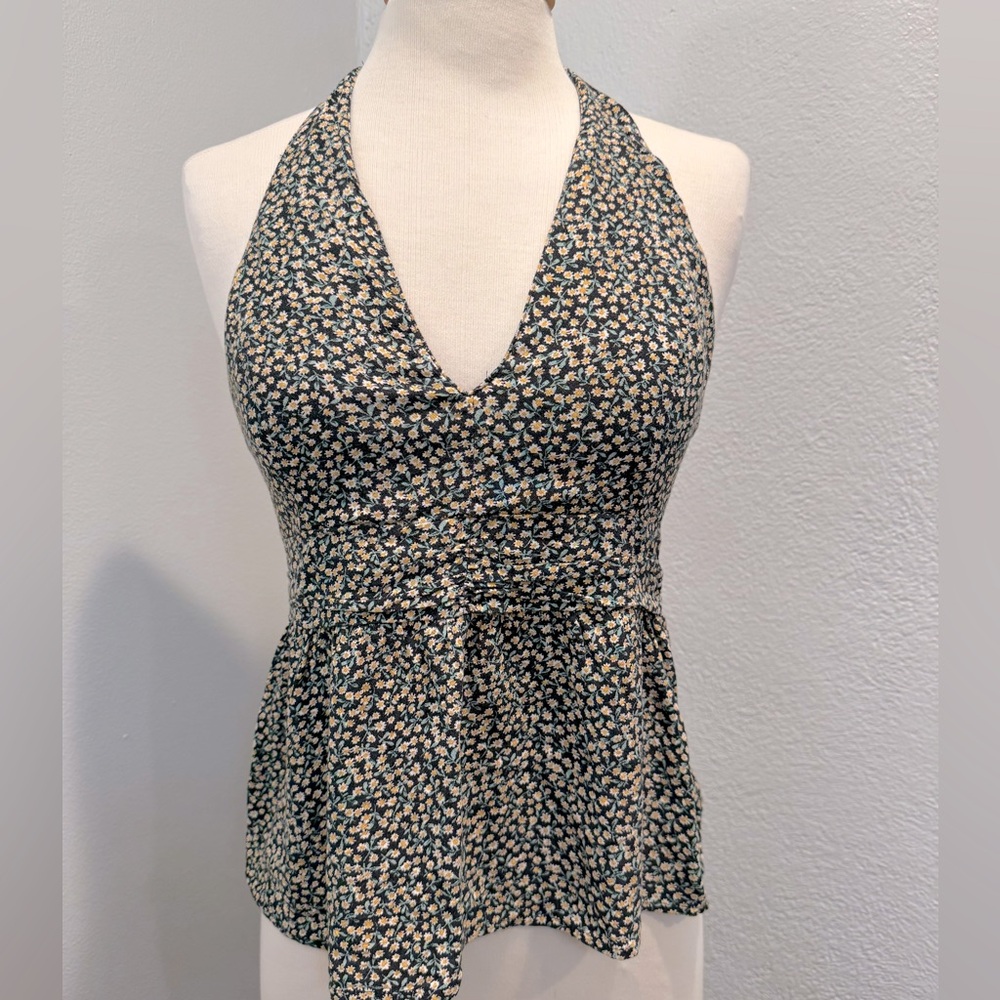 Women’s American Eagle navy floral summer tie top